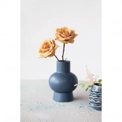 Creative Co-op Funky Stoneware Navy Vase Decor