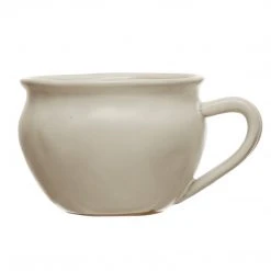 Creative Co-op White Stoneware Cup With Handle Kitchenware