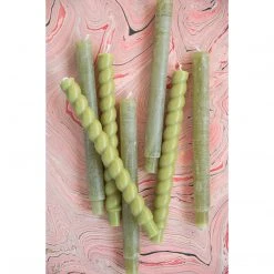 Creative Co-op Decor Twisted Taper Candles - Green
